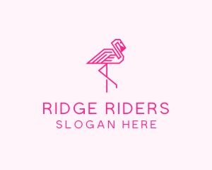 Pink Outline Flamingo  logo design