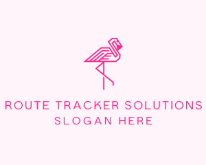 Pink Outline Flamingo  logo design