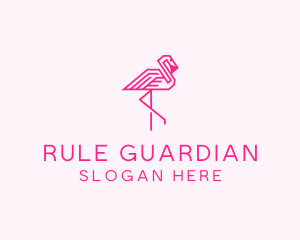 Pink Outline Flamingo  logo design