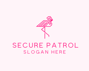 Pink Outline Flamingo  logo design