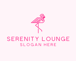 Pink Outline Flamingo  logo design