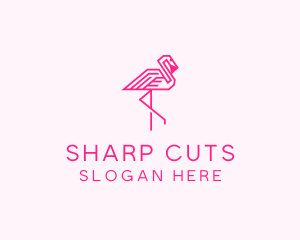 Pink Outline Flamingo  logo design