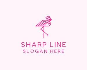 Pink Outline Flamingo  logo design