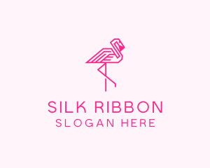 Pink Outline Flamingo  logo design