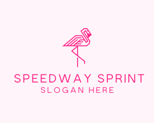 Pink Outline Flamingo  logo design