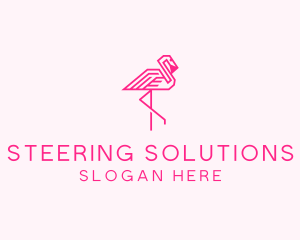 Pink Outline Flamingo  logo design