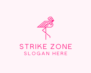 Pink Outline Flamingo  logo design