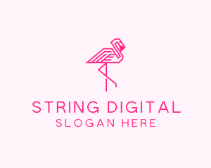 Pink Outline Flamingo  logo design