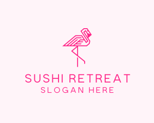 Pink Outline Flamingo  logo design