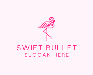 Pink Outline Flamingo  logo design