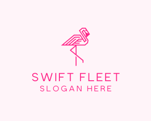 Pink Outline Flamingo  logo design