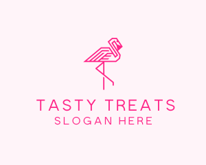 Pink Outline Flamingo  logo design