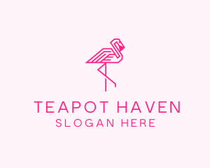 Pink Outline Flamingo  logo design