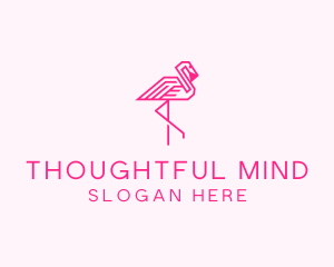 Pink Outline Flamingo  logo design