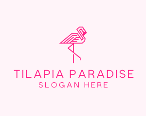 Pink Outline Flamingo  logo design