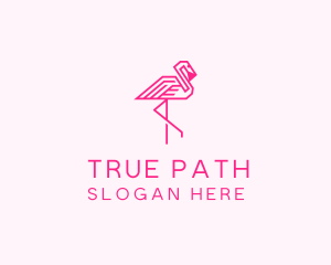 Pink Outline Flamingo  logo design