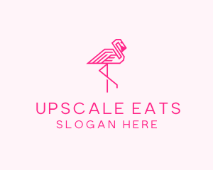 Pink Outline Flamingo  logo design