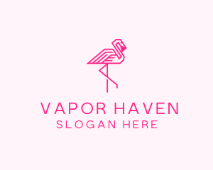 Pink Outline Flamingo  logo design