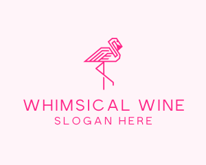 Pink Outline Flamingo  logo design