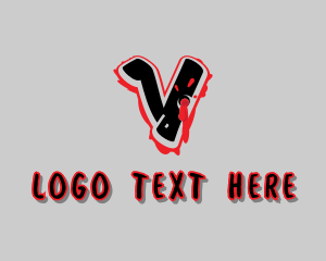Shot - Splatter Graffiti Letter V logo design
