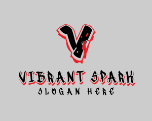 Splatter Graffiti Letter V logo design