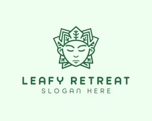 Crown Leaf Person logo design