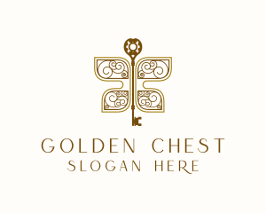 Golden Butterfly Key logo design