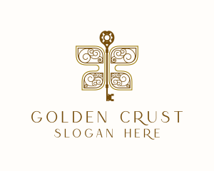 Golden Butterfly Key logo design