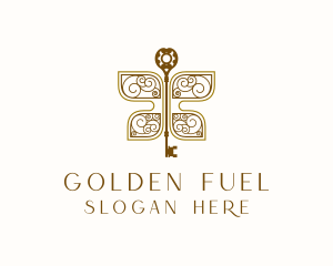 Golden Butterfly Key logo design