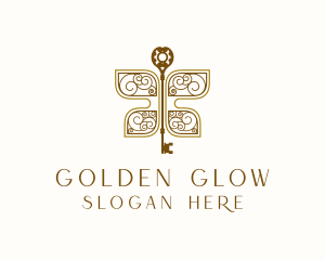 Golden Butterfly Key logo design