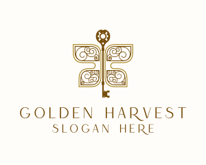 Golden Butterfly Key logo design