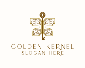 Golden Butterfly Key logo design