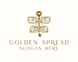 Golden Butterfly Key logo design