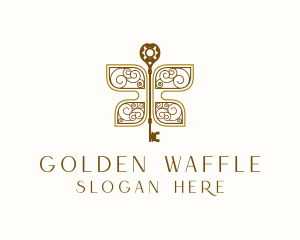 Golden Butterfly Key logo design