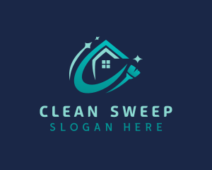 Clean Broom Housekeeper logo design