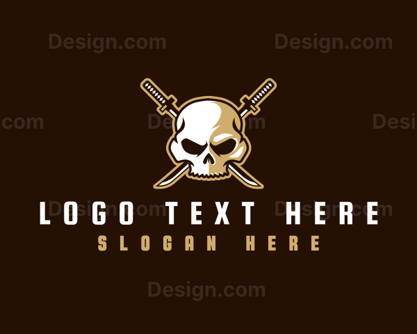 Skull Katana Weapon Logo