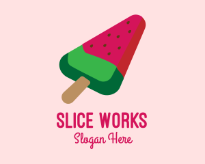 Watermelon Slice Popsicle  logo design