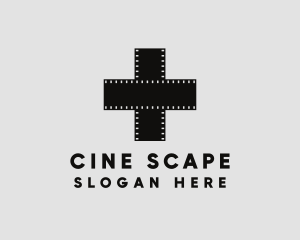 Cinema Filmstrip Cross logo design