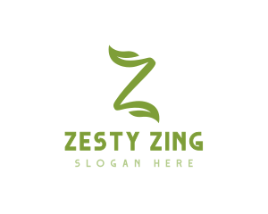 Green Leaf Z Stroke logo design