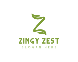 Green Leaf Z Stroke logo design