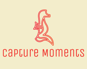 Red Seahorse Outline logo