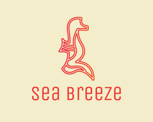 Red Seahorse Outline logo design