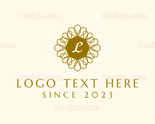 Organic Flower Wreath Leaf Logo