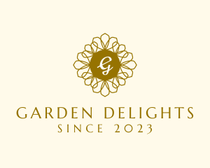 Organic Flower Wreath Leaf logo design