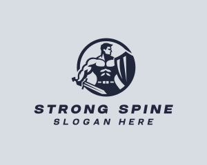 Warrior Swordsman Fitness logo design