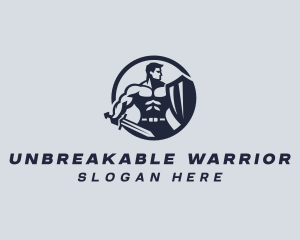 Warrior Swordsman Fitness logo design