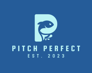 Letter P Swimming Fish  logo design