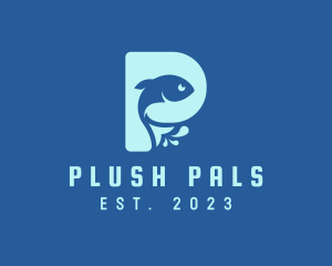 Letter P Swimming Fish  logo design