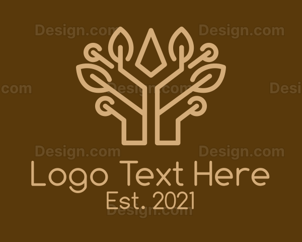 Brown Symmetrical Tree Logo