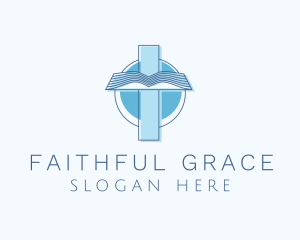 Blue Cross Bible Faith logo design